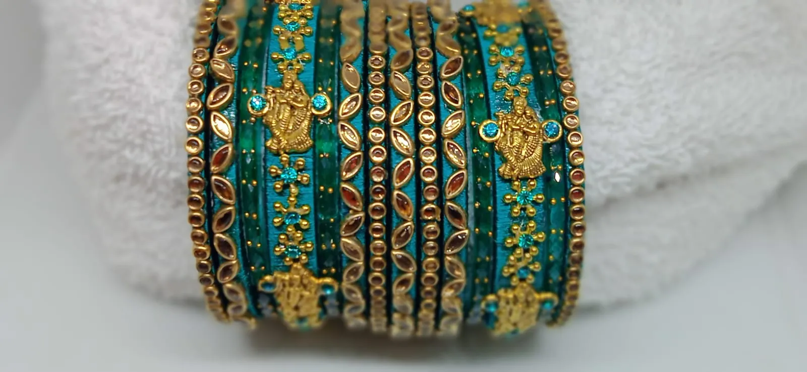 Silk Thread Bangles with Kundan And charms